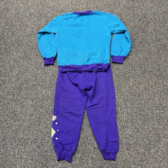 Vintage Girls Athletic Works Sweatsuit Purple Dogs Hearts Bows 80s 90s Size 5 - Picture 11 of 11